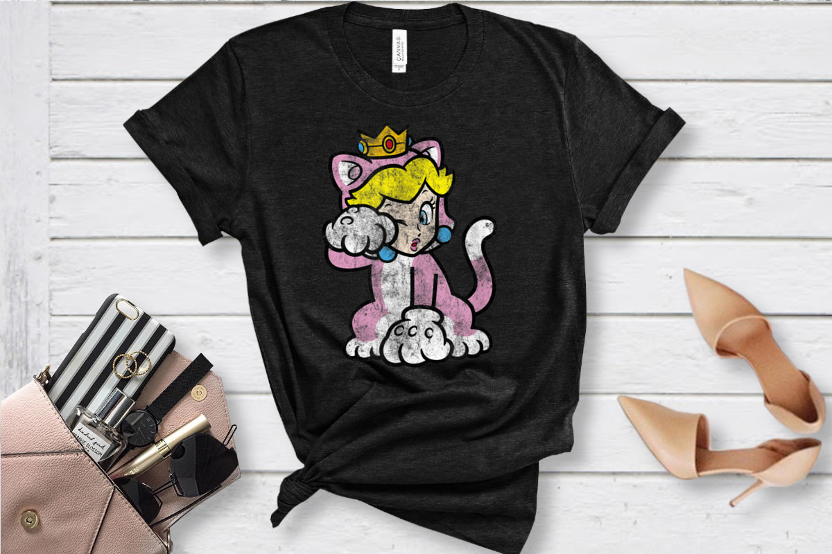 Super Mario 3D, Bowser's Fury Princess, Peach Cat Portrait T-Shirt