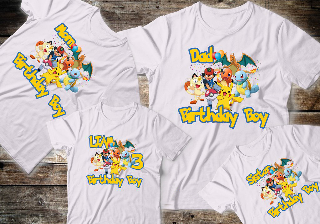 Pokemon Pikachu Birthday Shirt, Custom Matching Family Birthday Party, Personalized Gifts T-Shirt