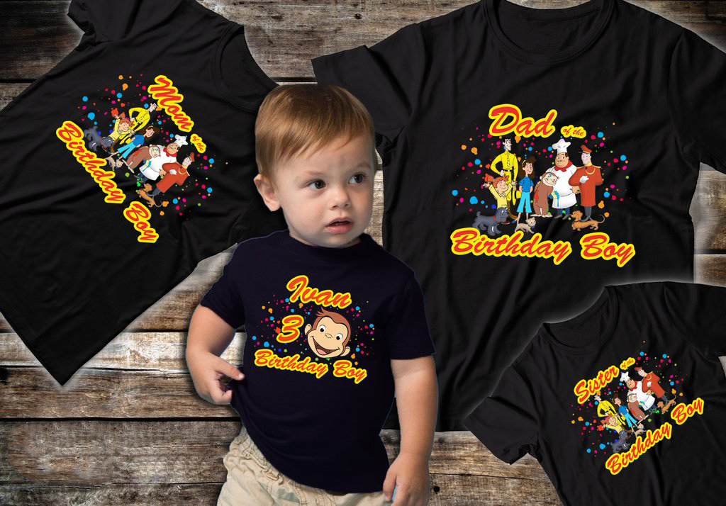 Curious George Birthday Shirt, Custom Matching Family Birthday Shirt, Personalized With Name And Age T-shirt