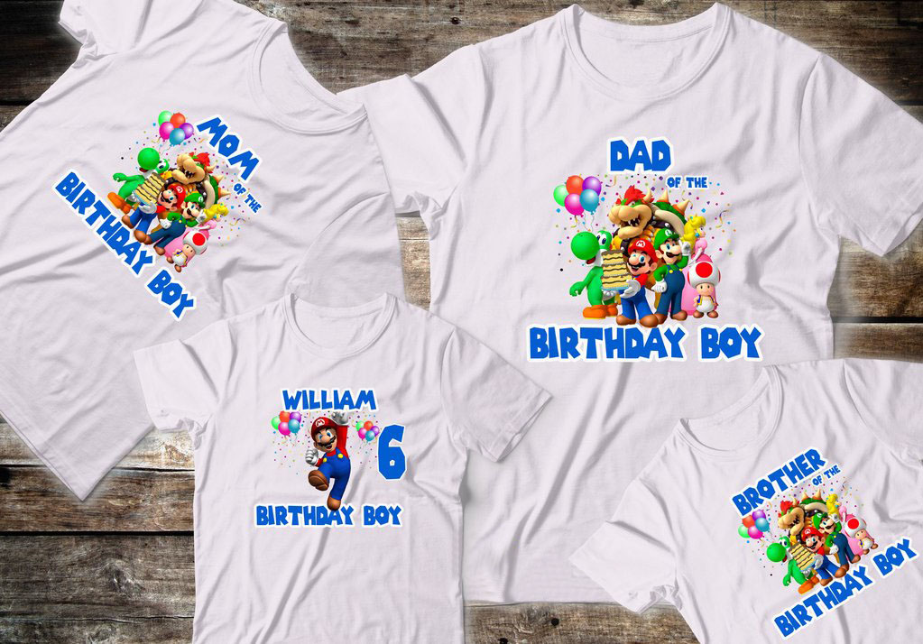 Super Mario Birthday Shirt, Custom Family Birthday Party, Personalized Gifts T-shirt