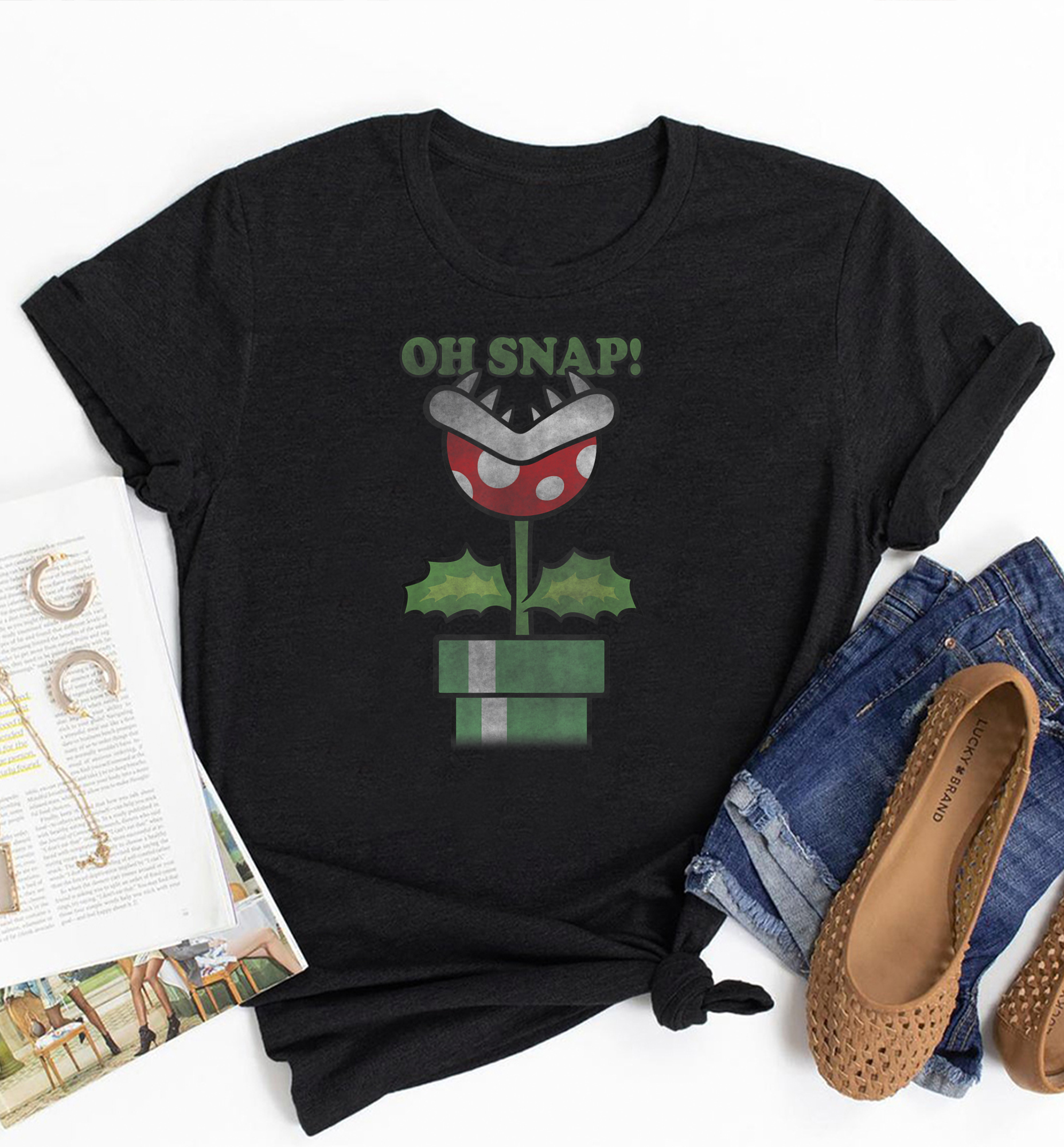 Nintendo Super Mario, Piranha Plant, Oh Snap, Vintage T-Shirt