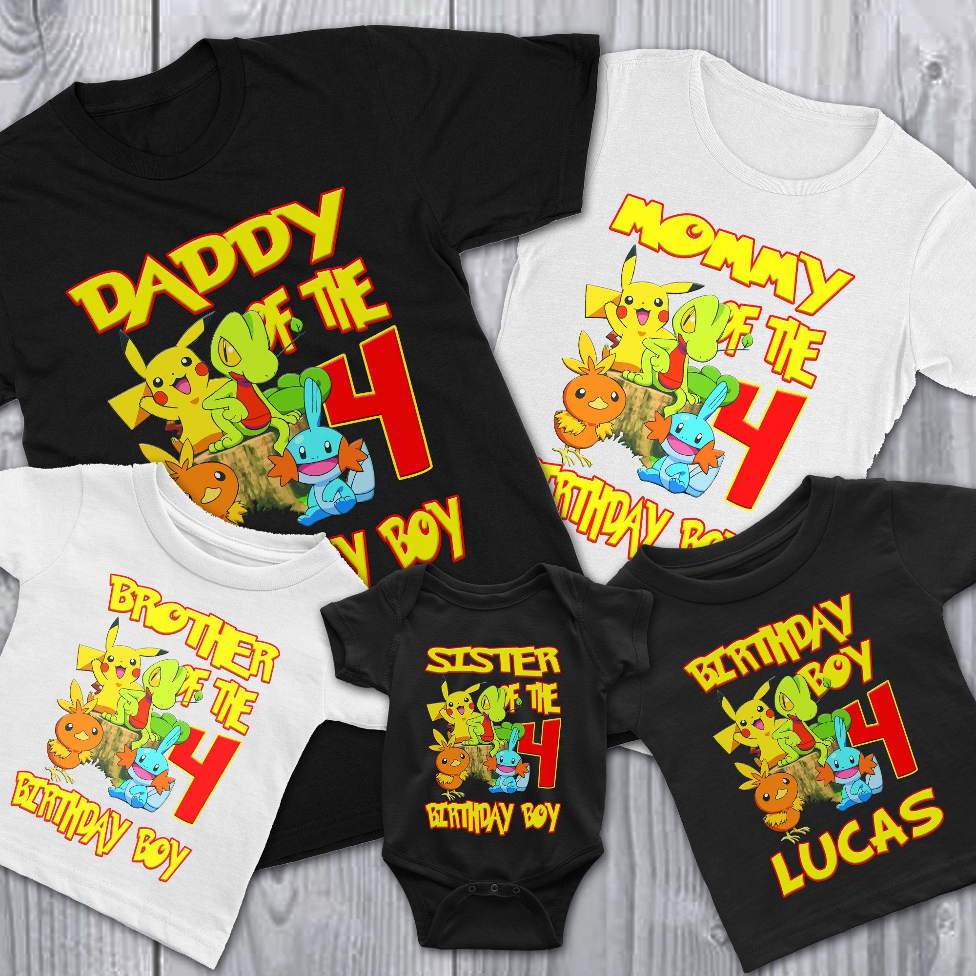 Pikachu Pokemon Birthday Shirt, Custom Matching Family Birthday Shirt, Personalized Gifts T-Shirt