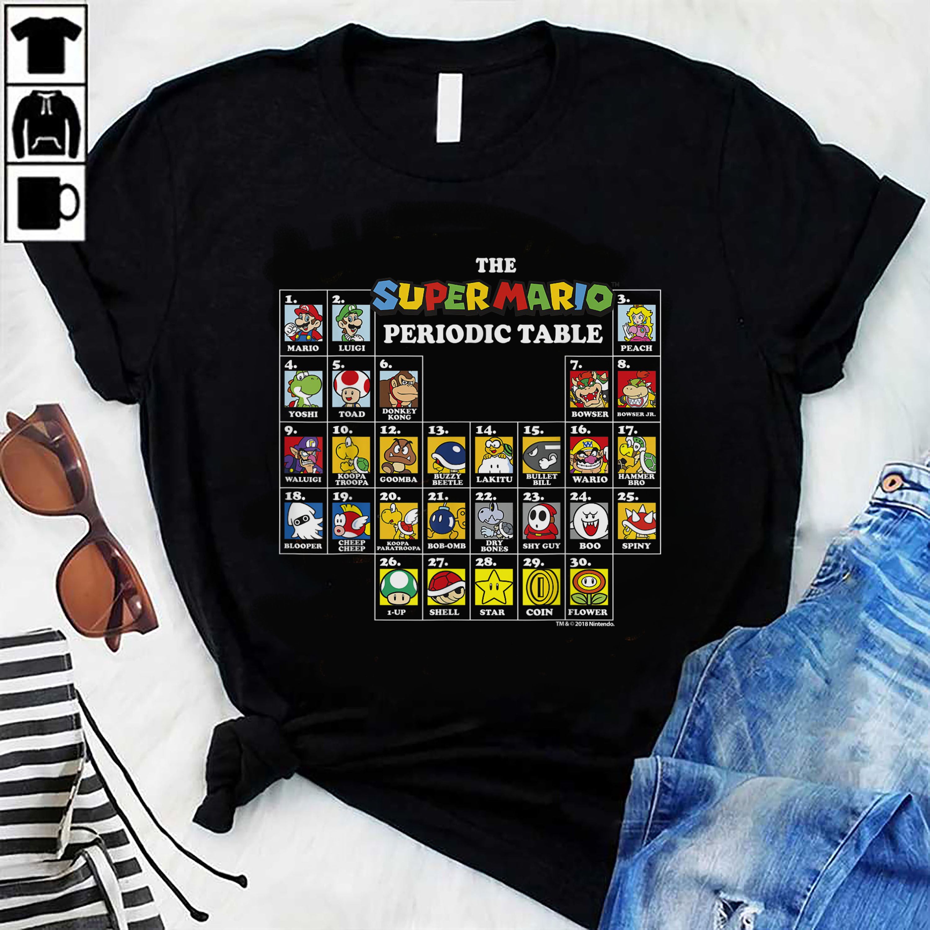 Periodic Table shirts, Chemistry shirt, science shirt, Super Mario Periodic Table Of Characters Graphic T-Shirt T-Shirt, Personalized gifts