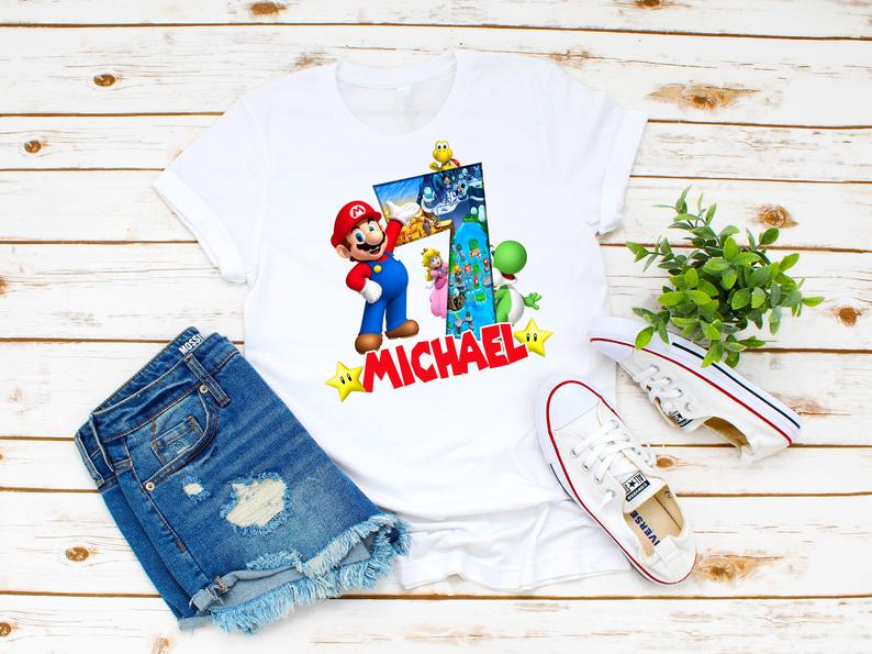 Super mario Birthday Shirt for  Boys , Super mario Custom shirt, Super mario Personalized shirt, Super mario custom family shirt