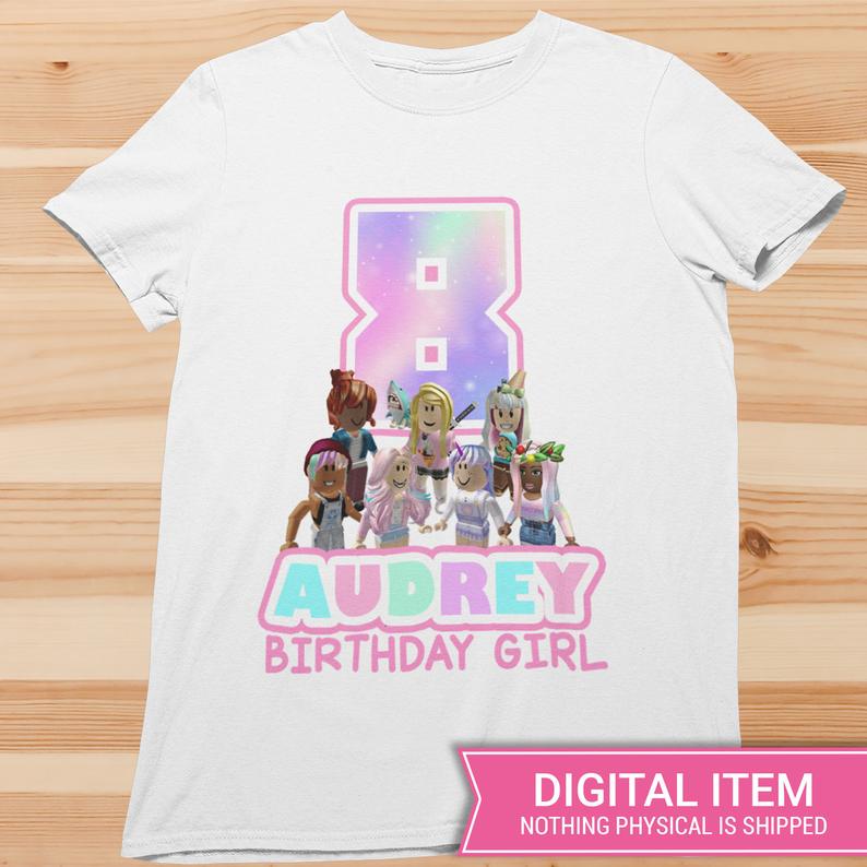 Girl Roblox T-Shirt Transfer - Pink Roblox Birthday Party Iron On - Roblox Party Printables for Girls - Pink Roblox Party Favors - 100925