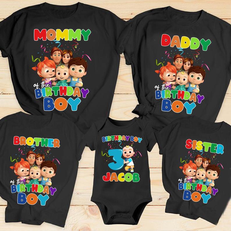 Personalized Cocomelon Birthday Shirt, Cocomelon Theme Birthday Shirt, Birthday Family Matching Shirt