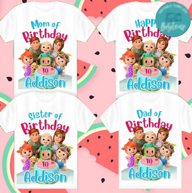 Personalized Cocomelon Birthday Shirts Sets, Cocomelon Family Shirt, Cocomelon Party Shirt, Cocomelon Birthday, Family Matching shirts