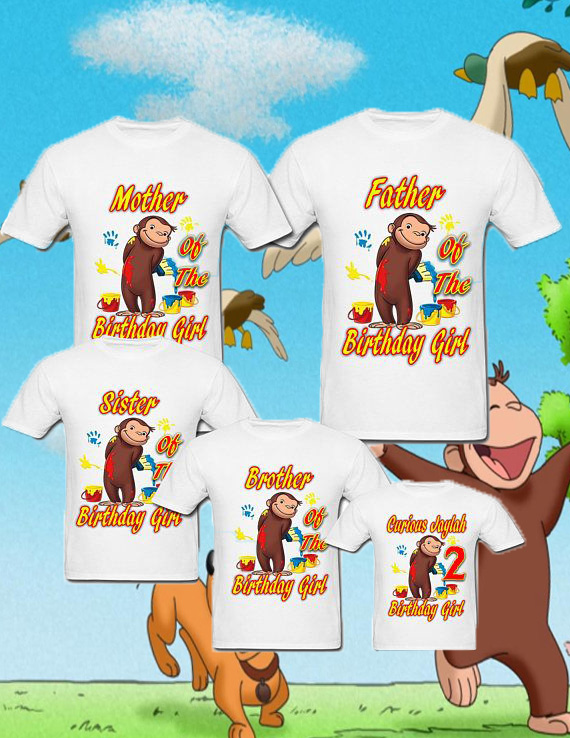 Curious George Birthday Shirt, Personalized Name and Age, Customized Curious George Family Shirts
