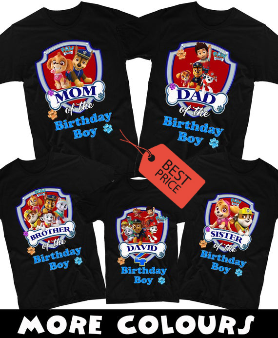 Paw Patrol Chase Birthday Shirt, Paw Patrol Birthday Shirt, Matching Family Custom Age and Name