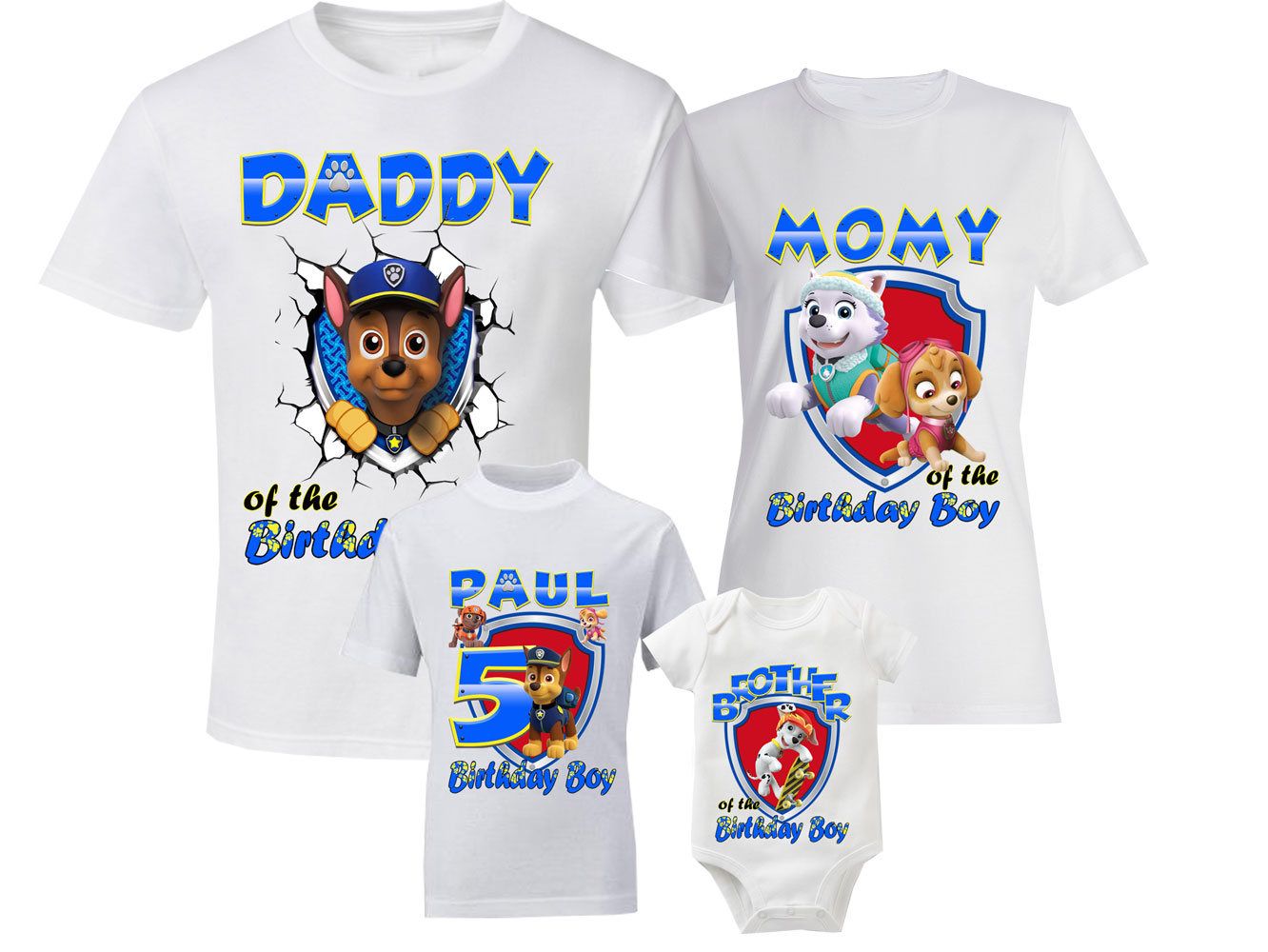 Paw Patrol Birthday Shirt, Customized Birthday Paw Patrol Theme Party Shirts, Family Matching Paw Patrol Shirts