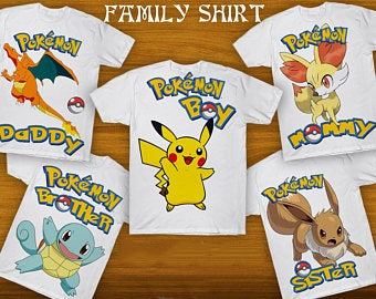Pokemon Pikachuu Birthday Party Decorations, Custom Matching Family Shirt, Personalized Name And Age