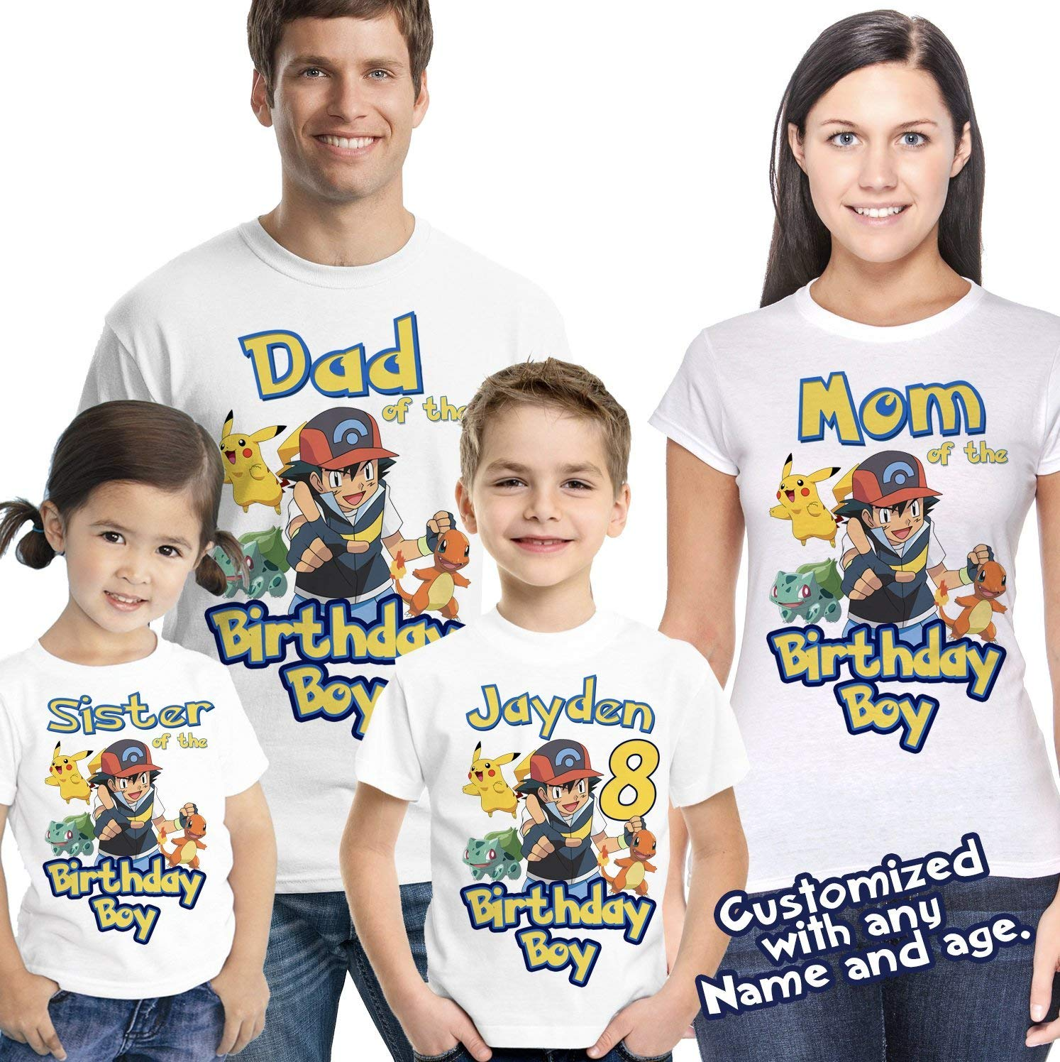 Pikachu Birthday Shirt, Custom Matching Family Shirt, Personalized Name And Age