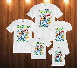 Pokemon Birthday Shirt Family, Custom Matching Family Shirt, Personalized Name And Age