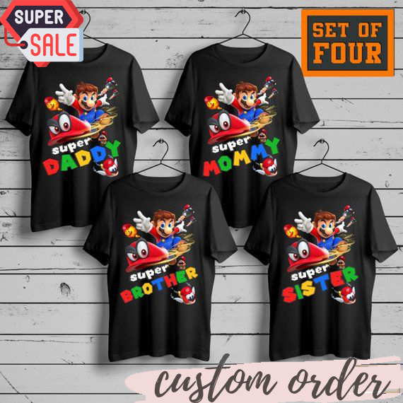 Super Mario Birthday Shirt, Custom Birthday Family Shirt, Personalized gift