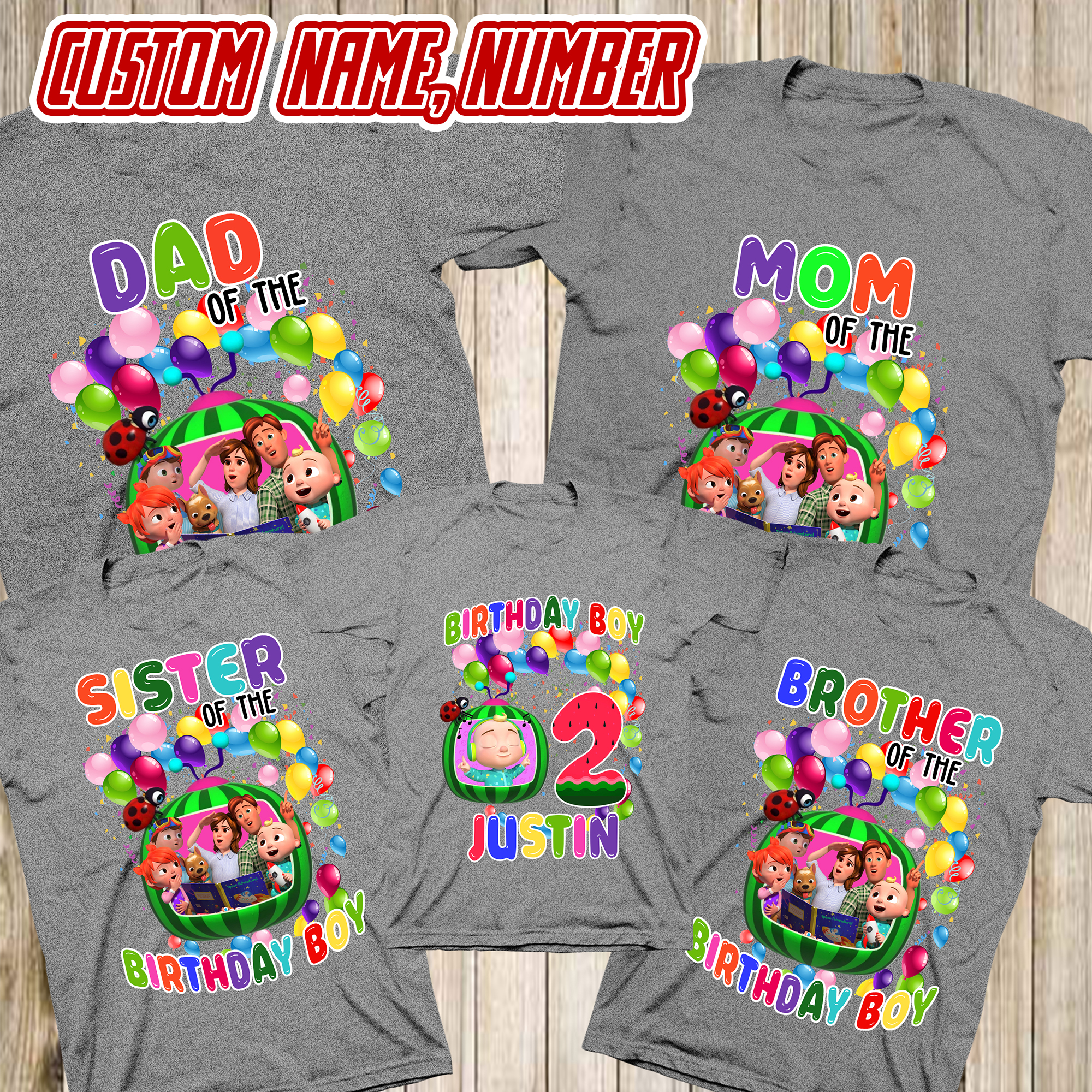 Custom Cocomelon Family Birthday Shirt, Family Matching Shirt, Personalized Gift Shirt