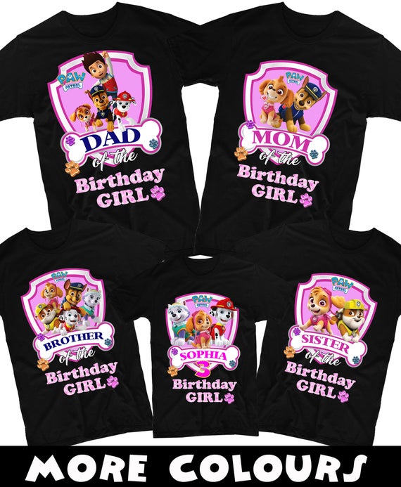 Paw Patrol Birthday Shirts, Custom Family Matching Paw Patrol T-shirts ...