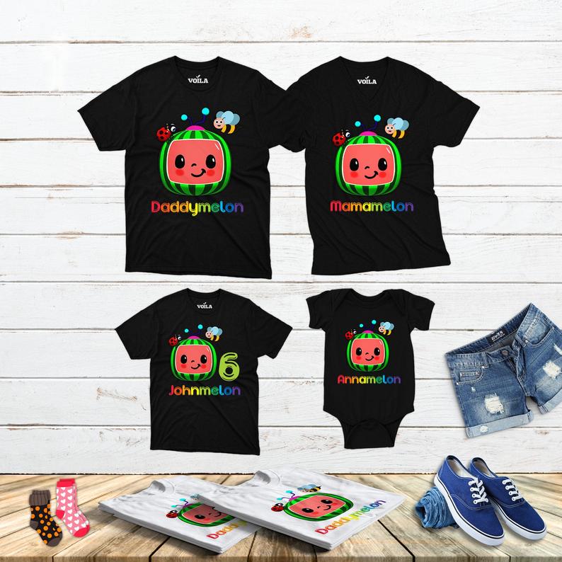 Cocomelon Personalized Family Birthday T-Shirt, Matching Family Cocomelon Shirt