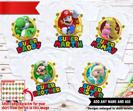 Super Mario Birthday Shirt, Mario Family Shirt, Mario Shirt, Mario Party,Super Mario Family Matching Birthday Shirt,Super Mario Family Shirt