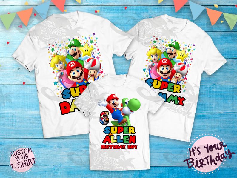 Super Mario birthday shirt, Super Mario family shirts, Custom birthday shirt Mario Bros