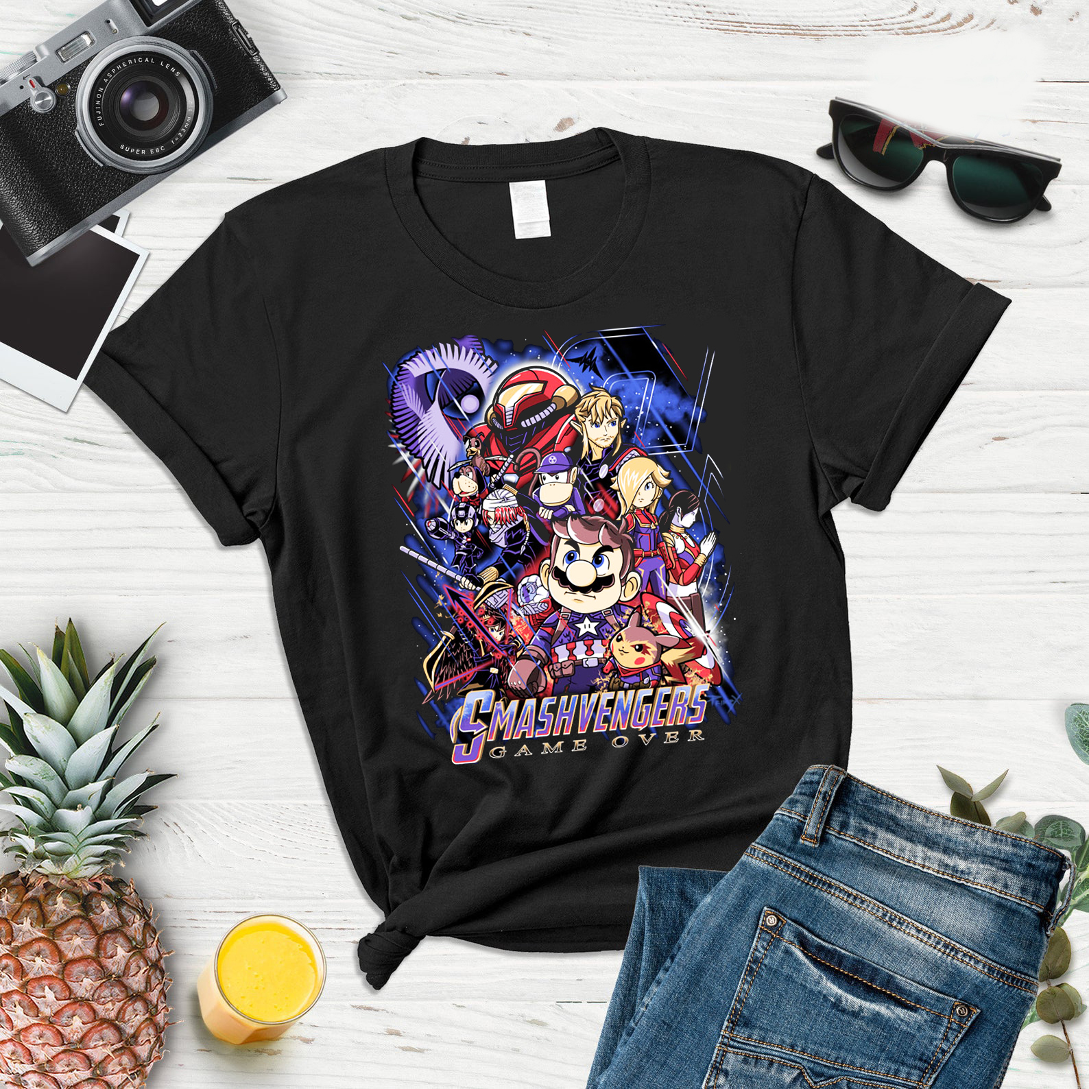 Smashvengers Game Over Shirt, Captain American, Hulk, Thor Shirt, Super Mario Shirt