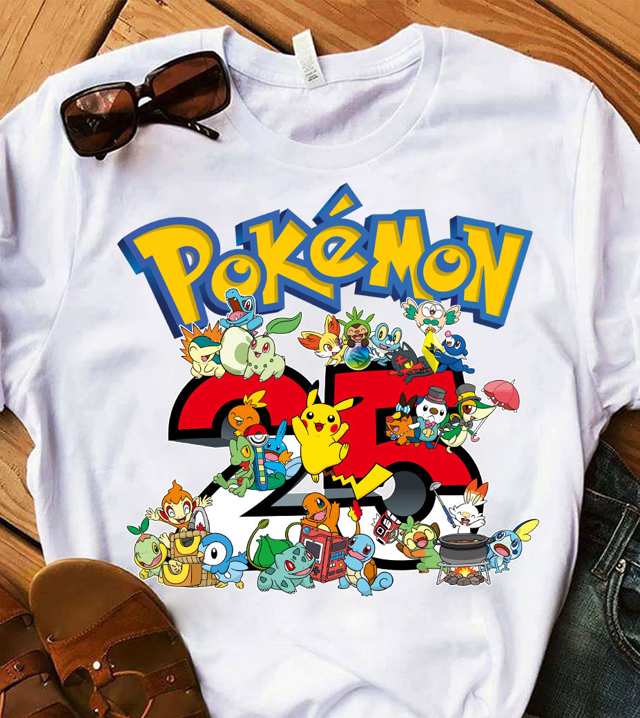 Pokemon 25th Anniversary Shirt, Pokemon Pikachu Character T-Shirt ...