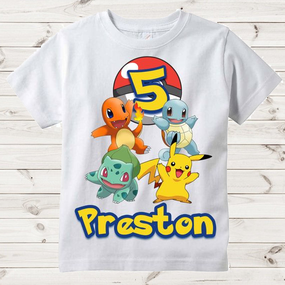 Pikachu Pokemon Custom Birthday Shirt, Personalized With Name And Age