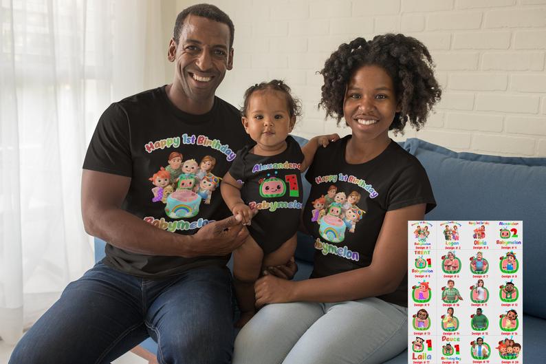 Coco-melon Birthday Shirts, Custom Family Tshirt, Coco-melon Tshirt, Personalised Family