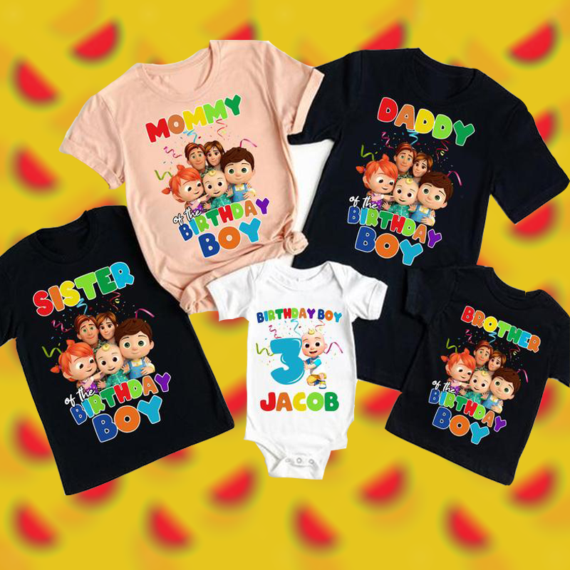 Cocomelon Personalized Family Birthday Shirts, Watermelon T-Shirts, Cocomelon Custom birthday shirts