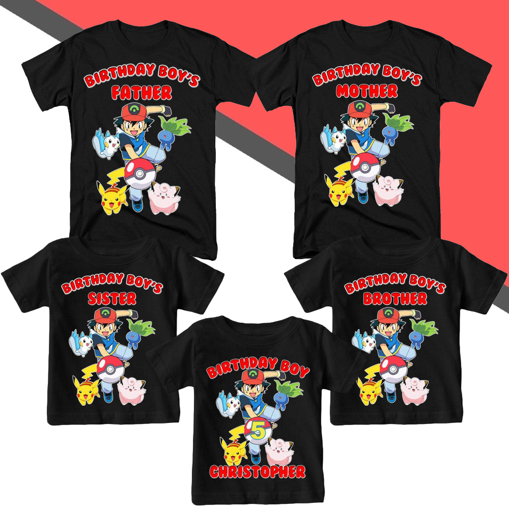 Pokemon Birthday Boy Shirt, Pokemon Party, Pokemon Shirt, Customized Birthday Pokemon Theme Party Shirts, Family Matching Pokemon Shirts