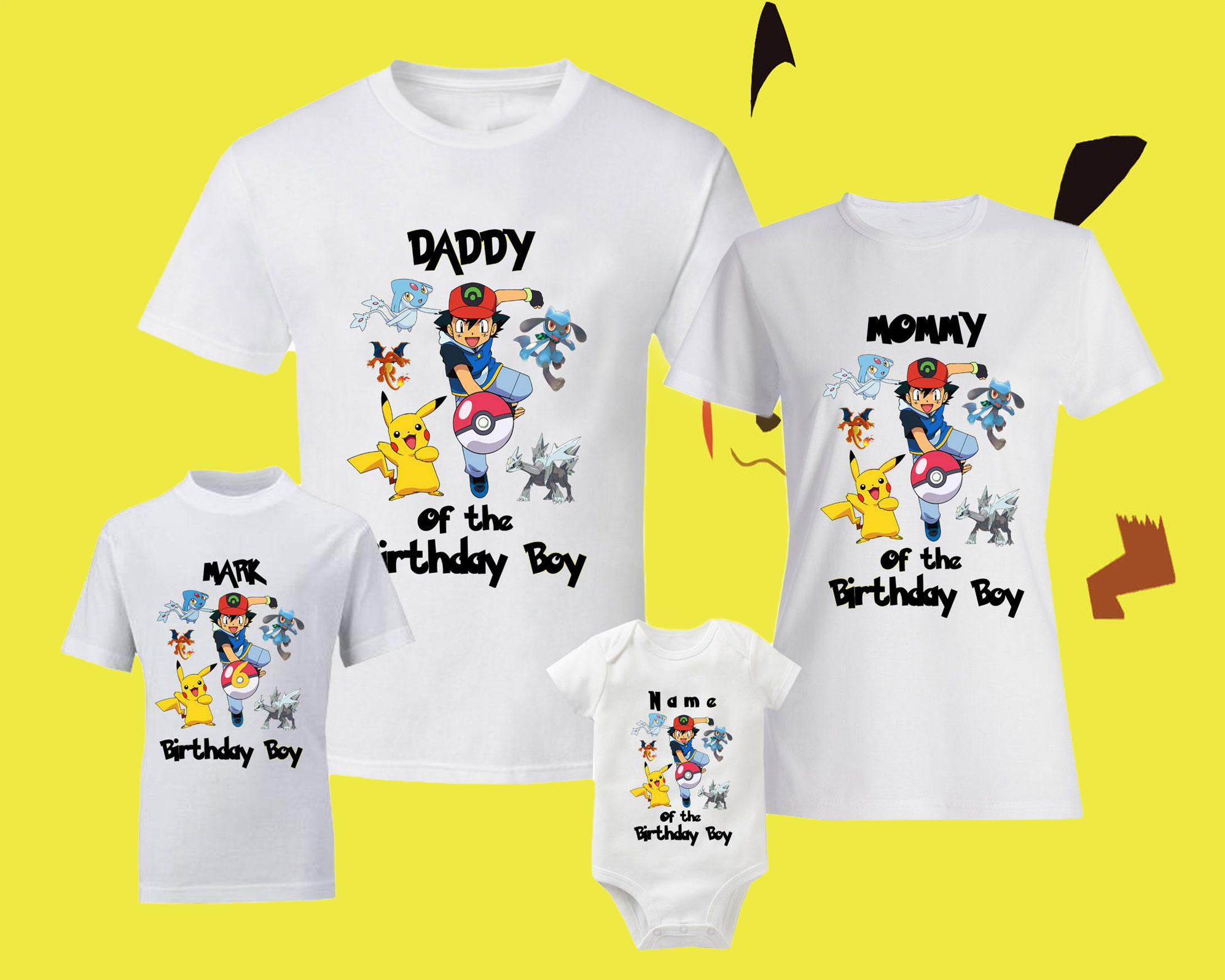 Pokemon Birthday Shirt, Pokemon Party, Pokemon Shirt, Customized Birthday Pokemon Theme Party Shirts, Family Matching Pokemon Shirts