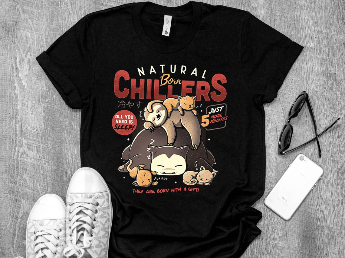 Snorlax Natural Born Chillers Classic Shirt, Snorlax Sloth Cat Sleeping Retro Vintage Shirt Funny Gift For Men Women, Gift Shirt