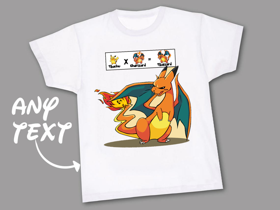Charizard Pikachu Pokemon Custom Birthday Party Shirt, Personalized With Name And Age