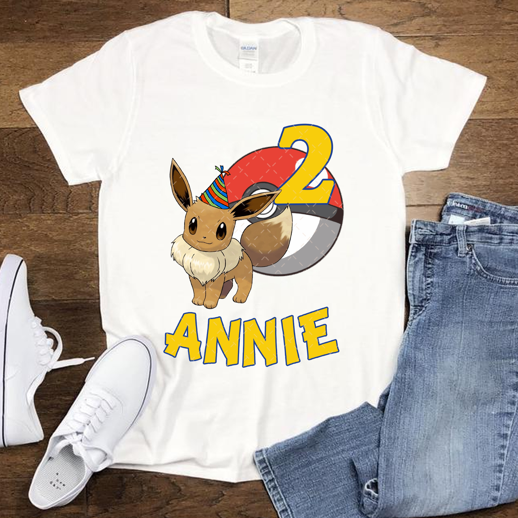 Eevee Pokemon Custom Birthday Shirt, Personalized Name And Age