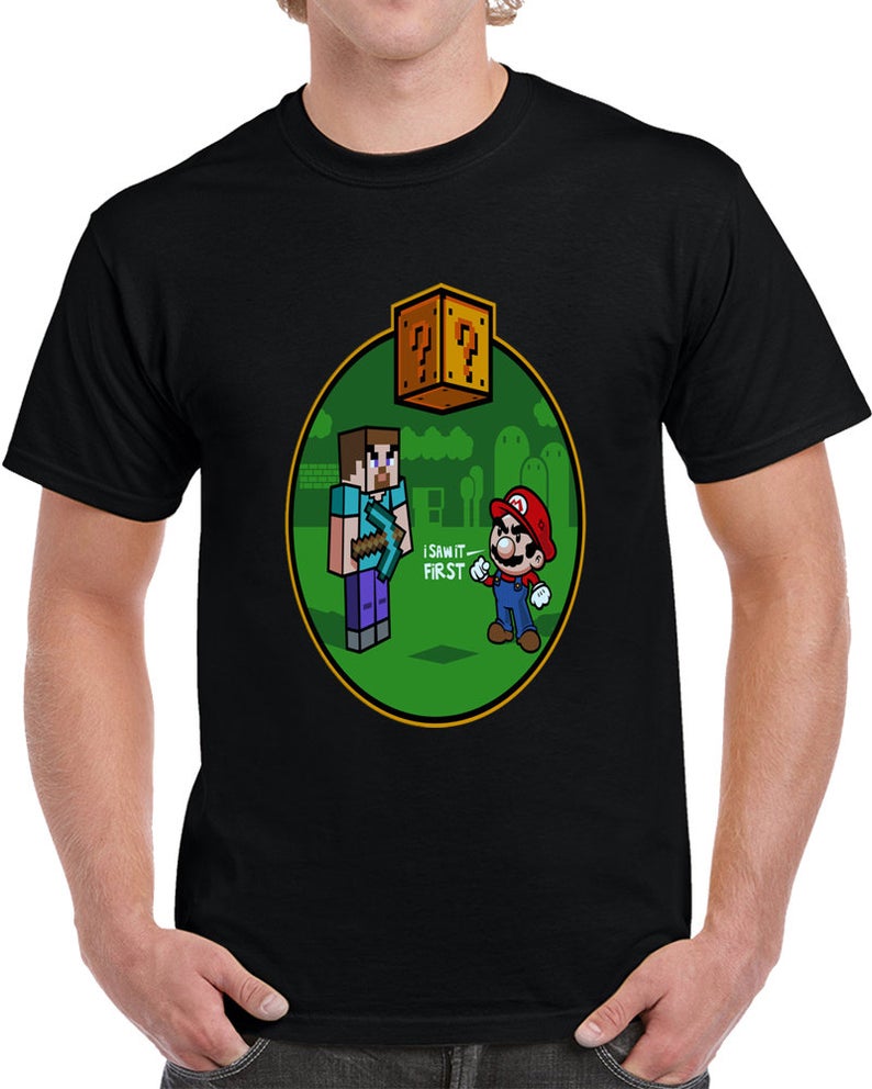 Minecraft Super Mario T-Shirt, Gamer Shirts, Personalized Gifts