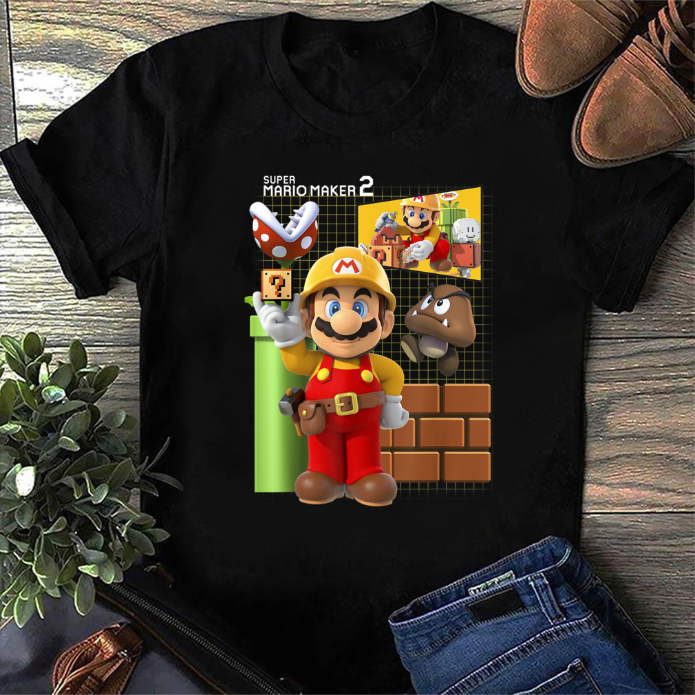 Super Mario Maker 2 Game T-Shirts, Play Portrait Grid Background Mario T-Shirt, Gift for Gamer, Personalized Gift
