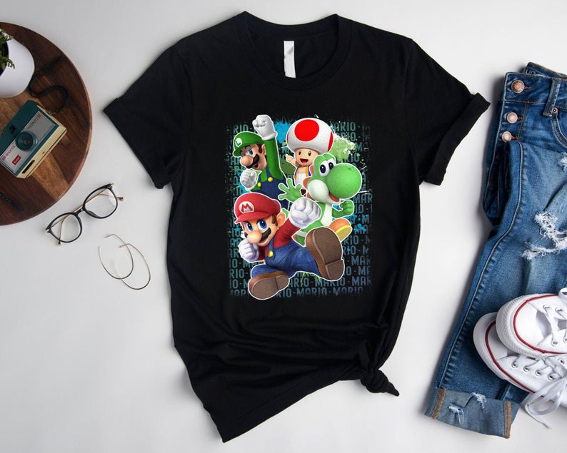 Nintendo Super Mario Luigi Bowser Spray shirt, Classic Gamer shirt, Gift for Gamer, Personalized Gift