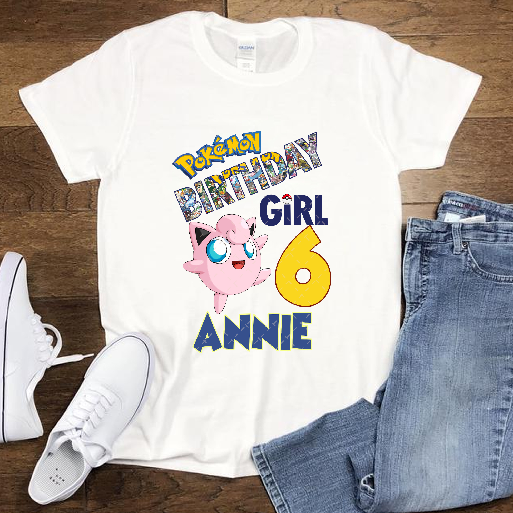 Jigglypuff Pokemon Birthday Shirt, Custom Matching Birthday Girl Shirt, Personalized Gifts