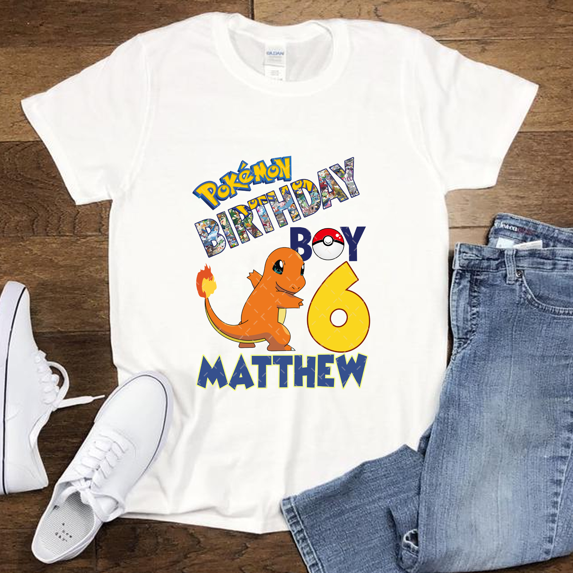 Charmander Pokemon Birthday Shirt, Custom Matching Birthday Boy Shirt, Personalized Gifts