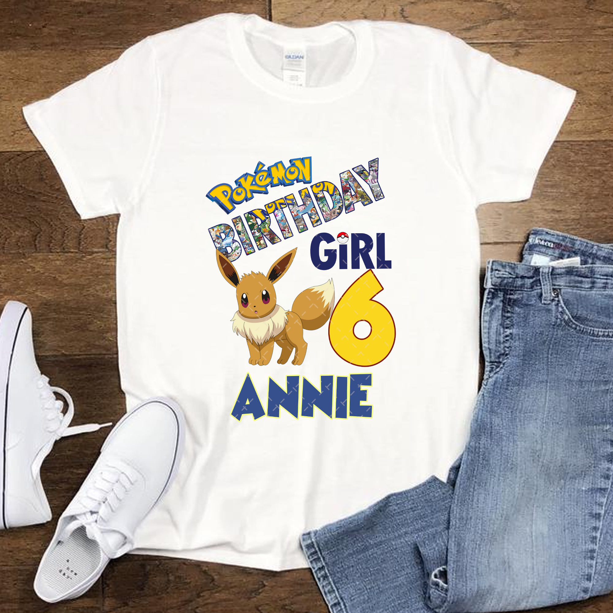 Eevee Pokemon Birthday Shirt, Custom Matching Birthday Girl Shirt, Personalized Gifts