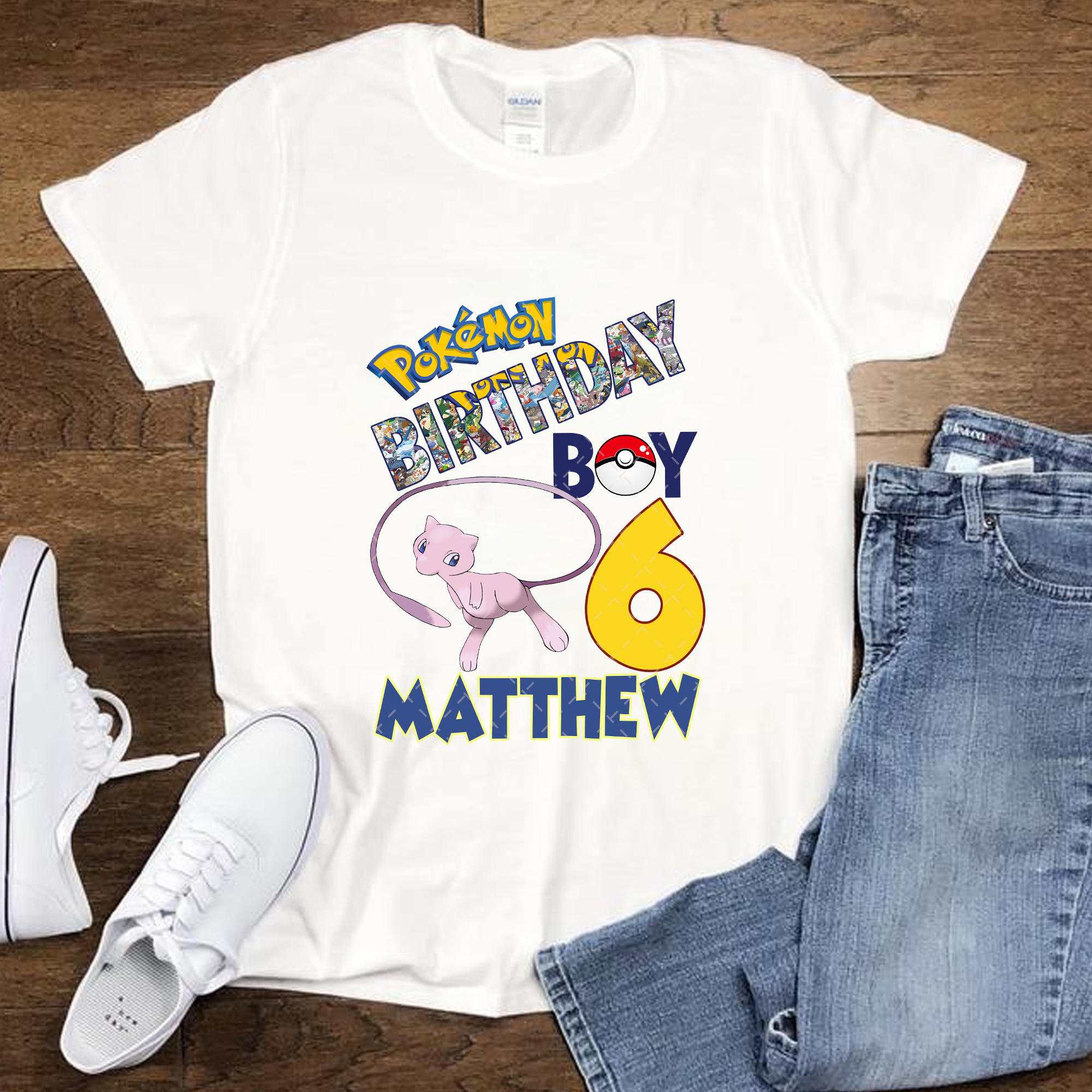 Mew Pokemon Birthday Shirt, Custom Matching Birthday Boy Shirt, Personalized Gifts