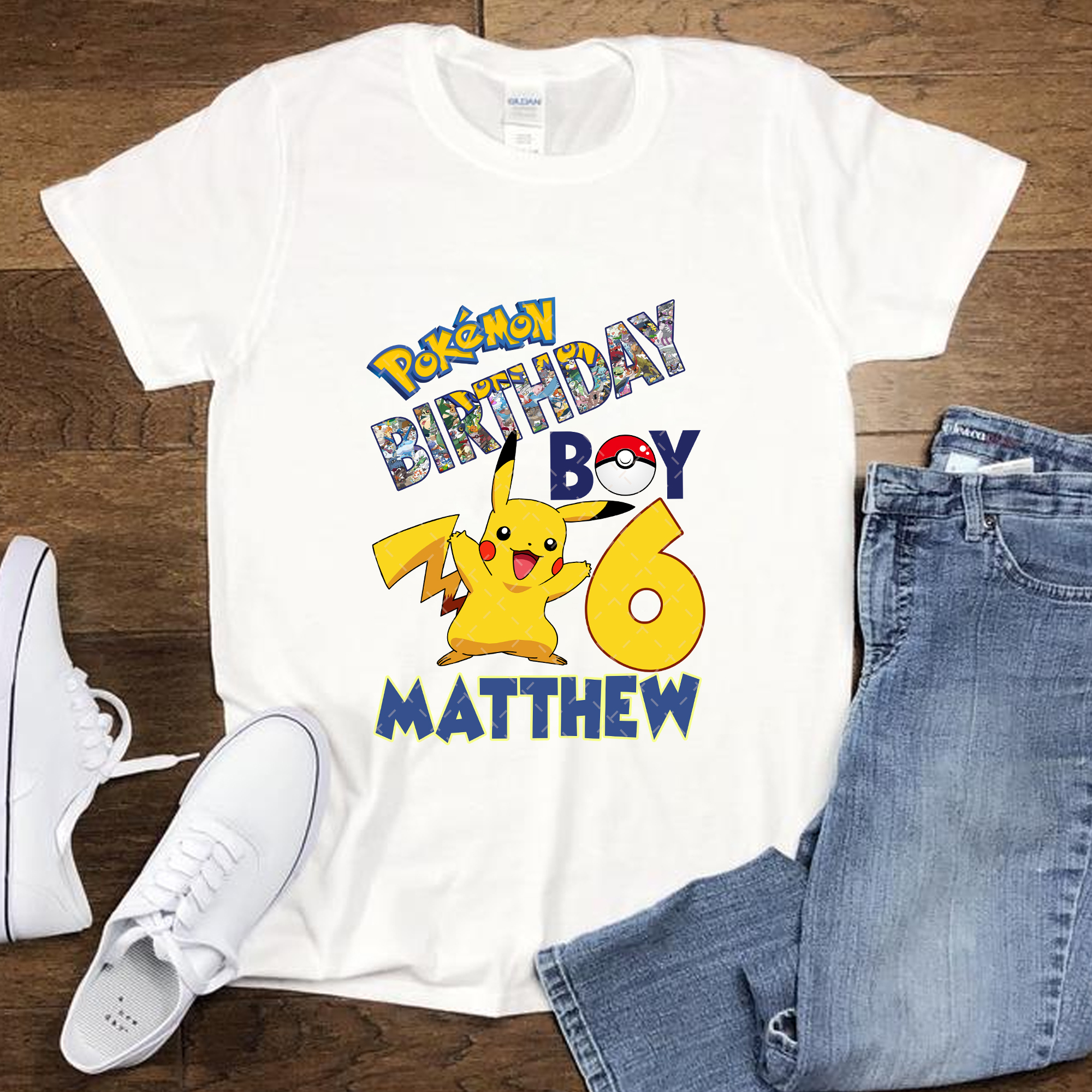 Pikachu Pokemon Birthday Shirt, Custom Matching Birthday Boy Shirt, Personalized Gifts