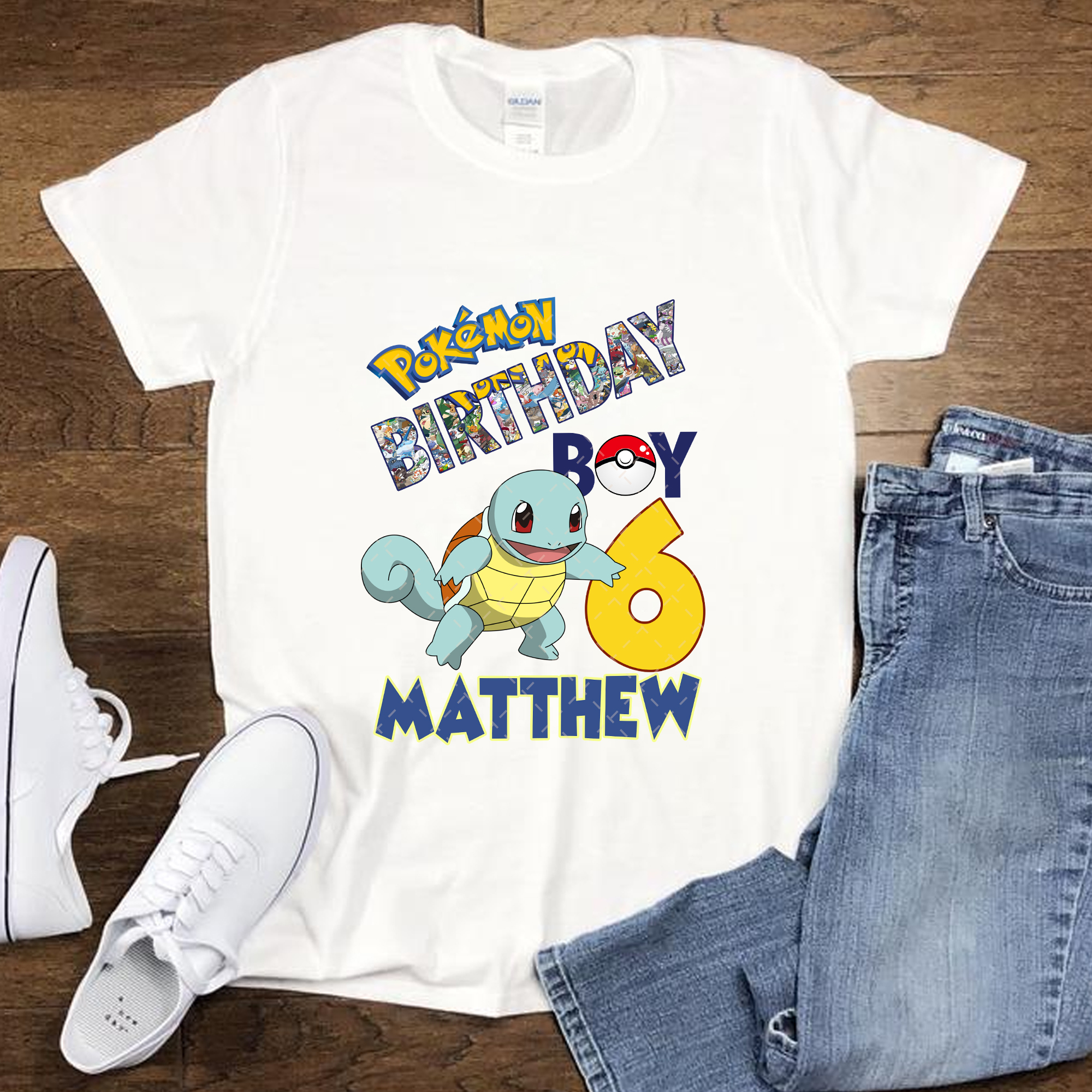 Squirtle Pokemon Birthday Shirt, Custom Matching Birthday Boy Shirt, Personalized Gifts
