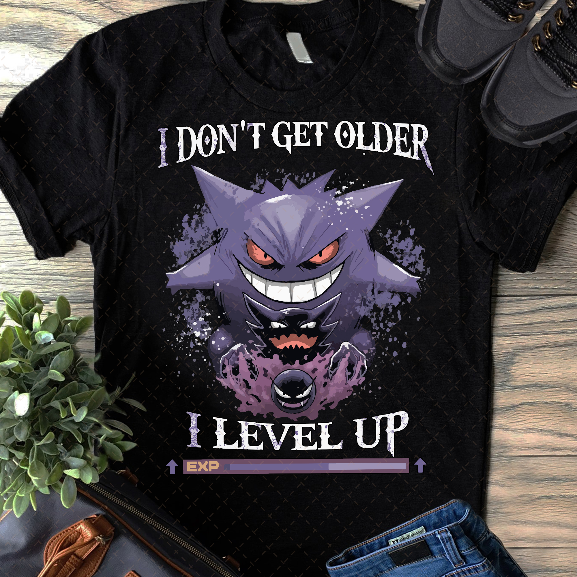 Pokemon I don't get older I level up shirt, Gastly Haunter Gengar