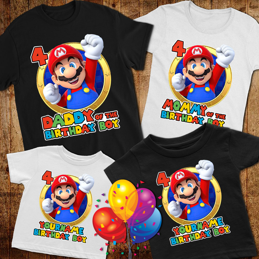 Super Mario Birthday Family Shirts, Custom Matching Super Mario Family Birthday Shirt, Personalized Super Mario Gifts T-Shirt