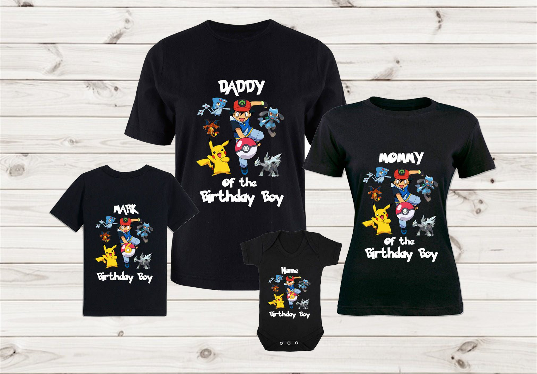 Pikachu Birthday Party For Girl Shirt, Pikachu Pokemon Birthday Family Shirts, Custom Matching Family Shirt, Personalized Name And Age