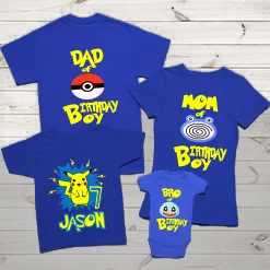 Custom Pokemon Birthday Shirts, Custom Matching Family Shirts, Personalized Name And Age