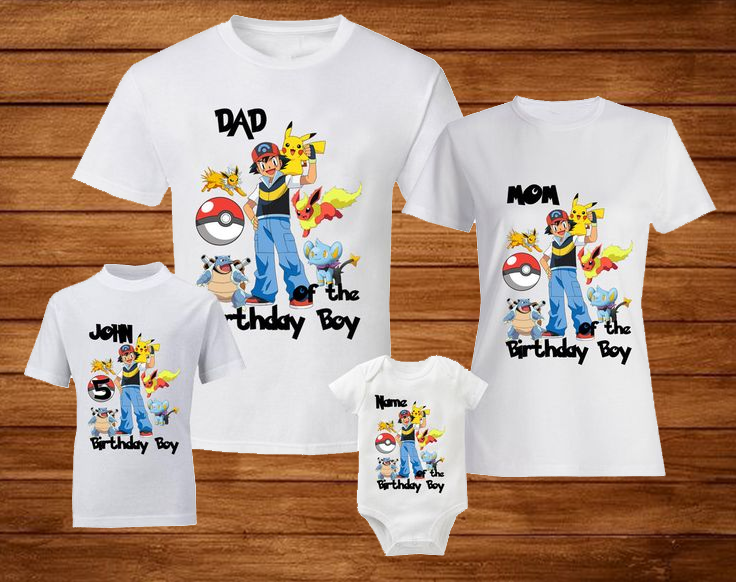 Pokemon Family Birthday Shirts, Custom Matching Family Shirts, Personalized Name And Age