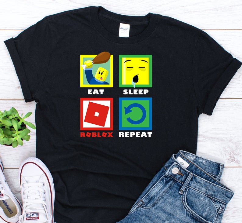Eat Sleep Roblox Repeat shirt, Roblox Gamer Shirts, Personalized Gifts