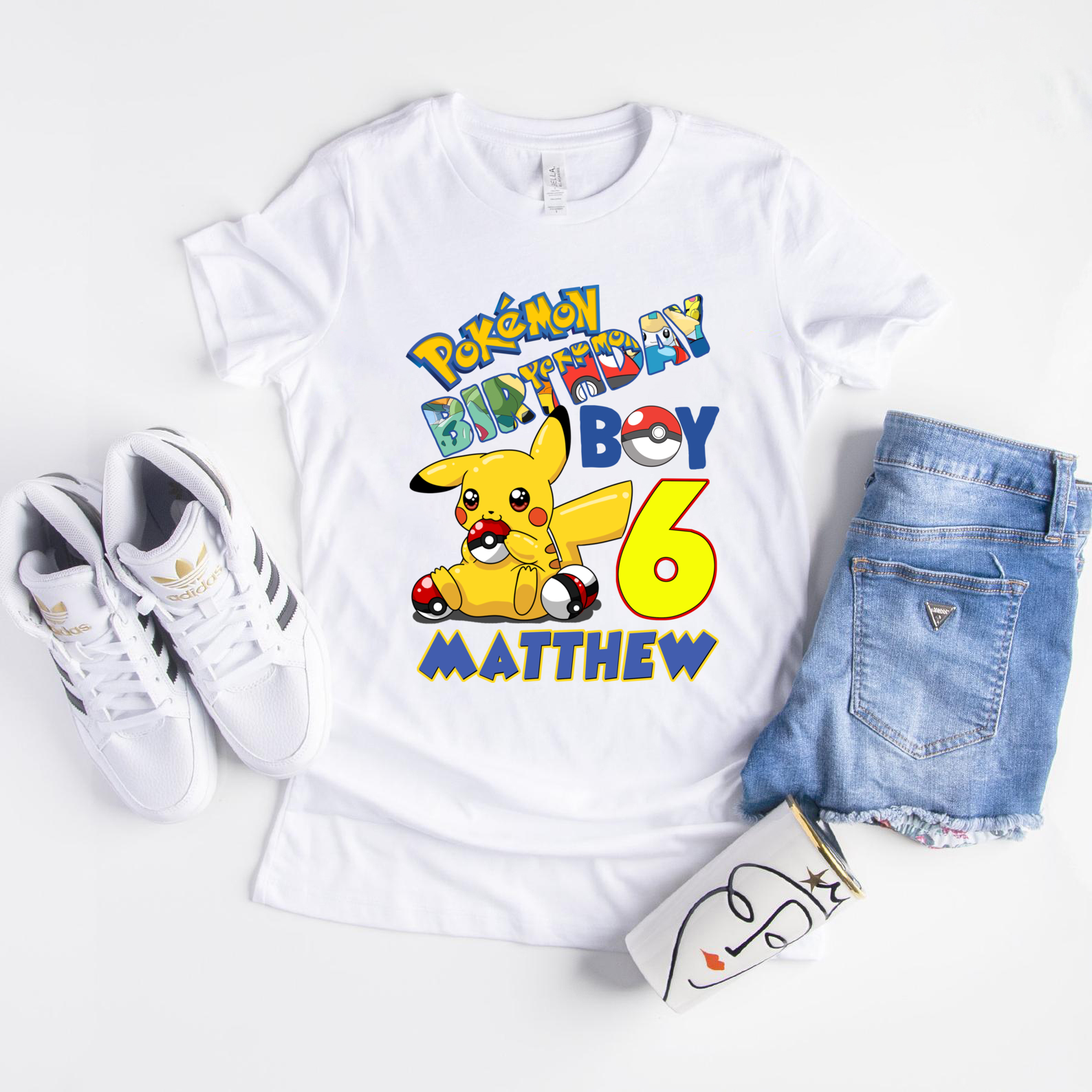 Pikachu Birthday Boy Shirts, Personalized Pokemon Birthday Party, Family Matching Birthday Party, Custom Name and Age Shirt