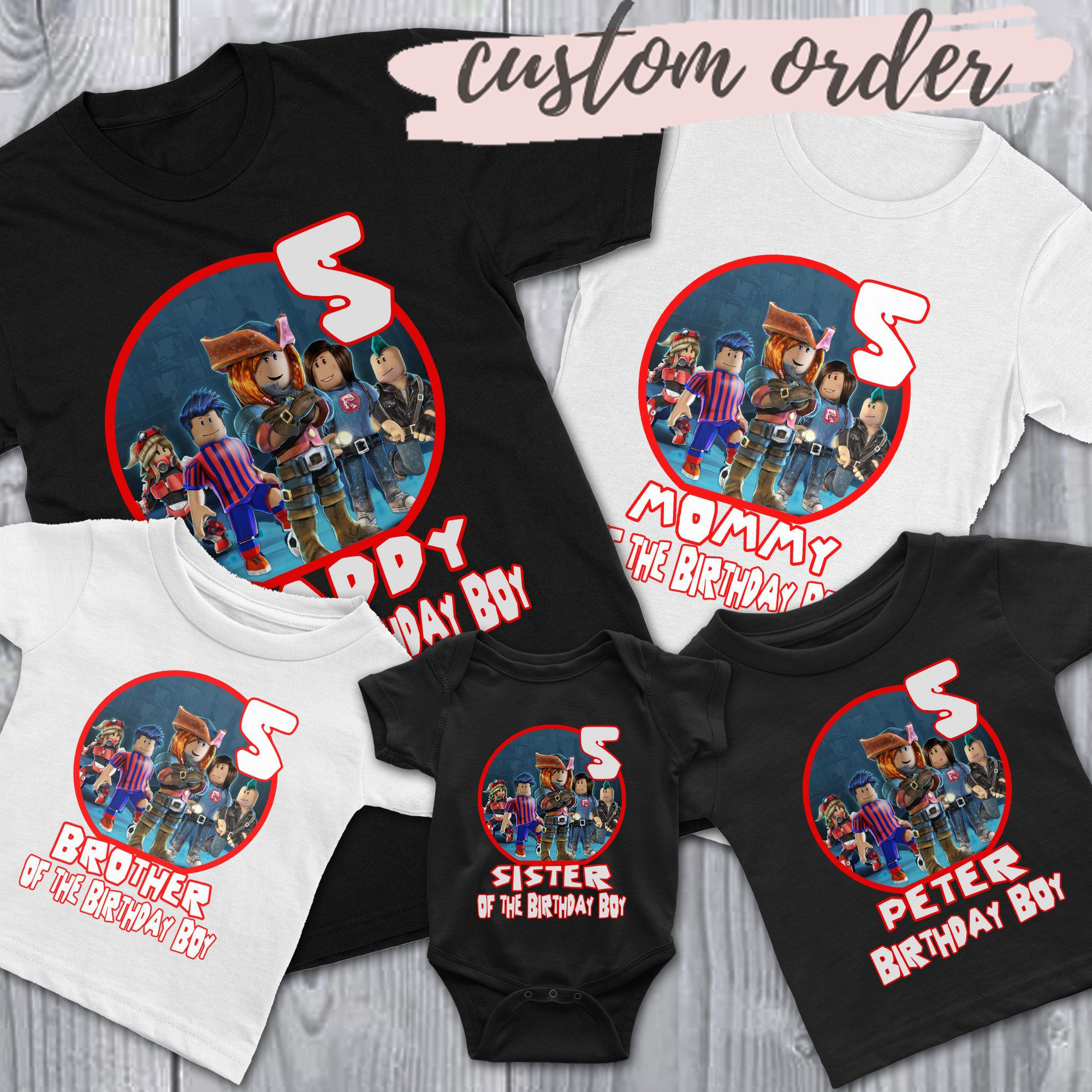 Roblox Family Birthday Shirts, Custom Matching Birthday Family Party, Personalized Gifts T-Shirt, Roblox Family Shirt